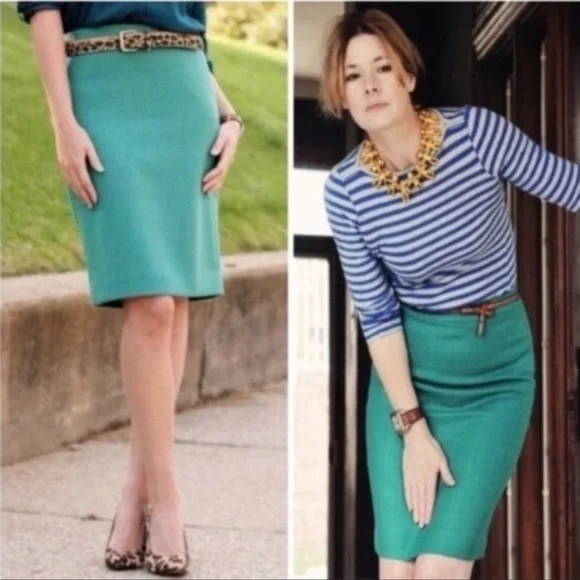 J Crew teal wool skirt size 2